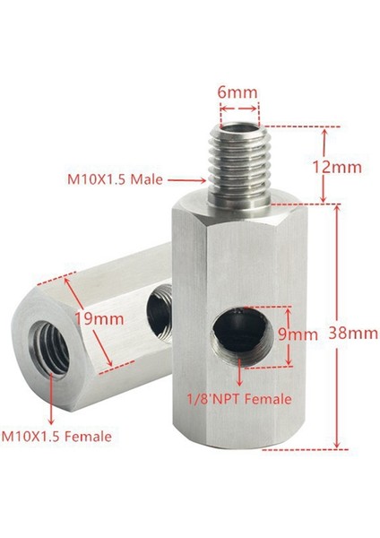Metrik Adaptör Yağ Basınç Sensörü 1/8 Inç Npt Dişi x M10 M10X1.5 Erkek ve Dişi Tee (Yurt Dışından)