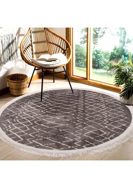 Rodos 4908A Geometrik Desen Yuvarlak Iskandinav Tarzı Halı