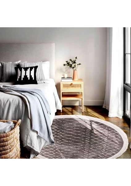 Rodos 4908A Geometrik Desen Yuvarlak Iskandinav Tarzı Halı modelleri