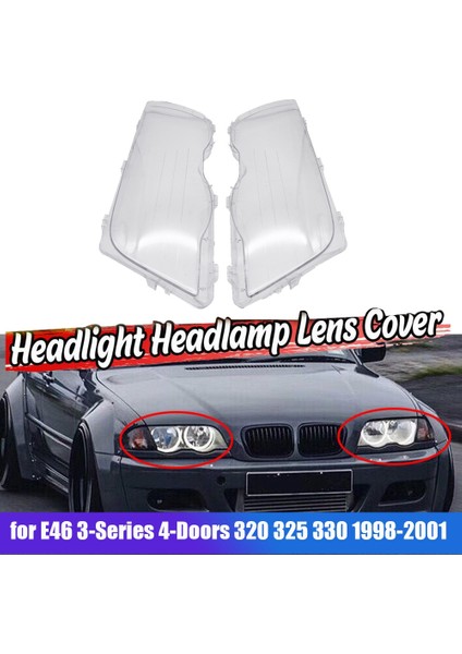 Sağ Bmw E46 3 Serisi 4 Kapılı 320 325 330 1998-2001 Araba Far Camı Kapağı Lamba Gölge Lens Kafa Işık Muhafazası Kapağı (Yurt Dışından)