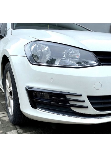 Golf 7 Için Mk7 2014 2015 2016 2017 Ön Tampon Sis Farı Izgaraları Sis Lambası Kaş Kapağı Trim Parlak Siyah (Yurt Dışından)