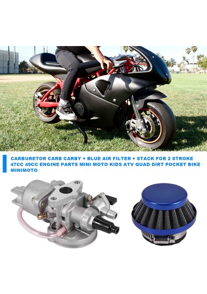 Karbüratör Carb Carby + Mavi Hava Filtresi + Yığını 2 Zamanlı 47CC 49CC Motor Parçaları Mini Moto Çocuklar Atv Quad Kir Çocuk Motosikleti Minimoto (Yurt Dışından) indirimleri