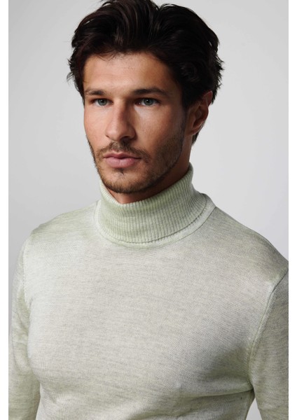 Slim Fit Tam Boğazlı Yaka Düz Yün Gri Erkek Kazak fiyatları