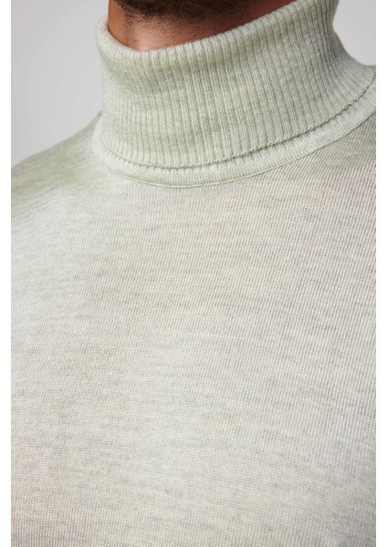 Slim Fit Tam Boğazlı Yaka Düz Yün Gri Erkek Kazak fırsatları