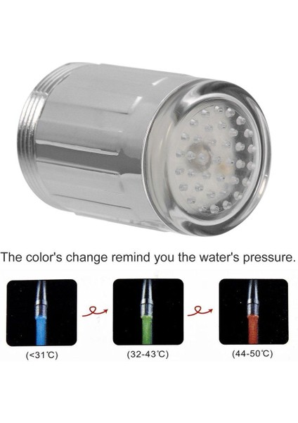 Ef Su Musluğu Glow Duş LED Musluk Işık Basınç Sensörü 3 Renk Rgb Renkli (Yurt Dışından)