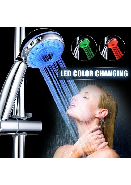 Pratik LED 3 Renk Değişen Parlak Işık Sıcaklık Kontrolü Duş Başlığı Banyo Yeni (Yurt Dışından)