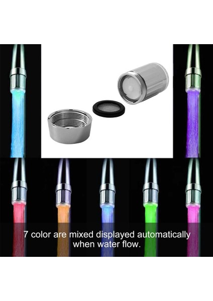 7 Renk LED Işık Su Glow Musluk Musluk + Musluk Yön Değiştirme Vanası Adaptörü Gümüş (Yurt Dışından) indirimleri