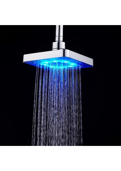 Faydalı Araçlar 15 cm LED Işık Kare Yağmur Duş Başlığı Paslanmaz Çelik 3 Renk Değişen Banyo (Yurt Dışından)