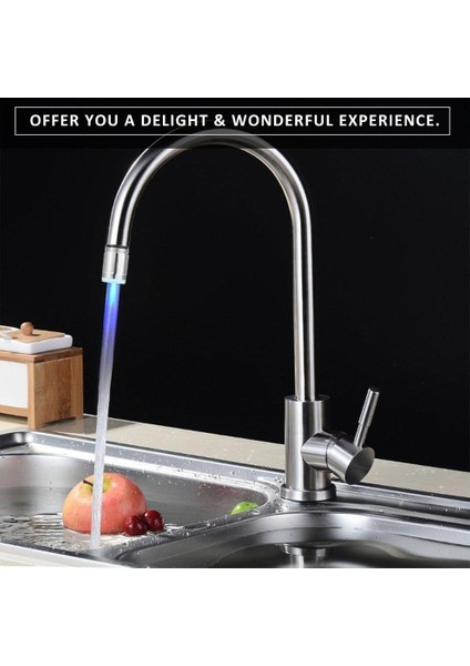 Ef 7 Renk Rgb Renkli LED Işık Su Glow Paslanmaz Çelik Musluk Musluk Başlığı (Yurt Dışından) indirimleri