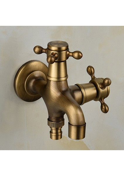 Çift Çapraz Saplı Duvara Monte Çamaşır Makinesi Muslukları Antik Pirinç Paspas Havuz Muslukları (Yurt Dışından)