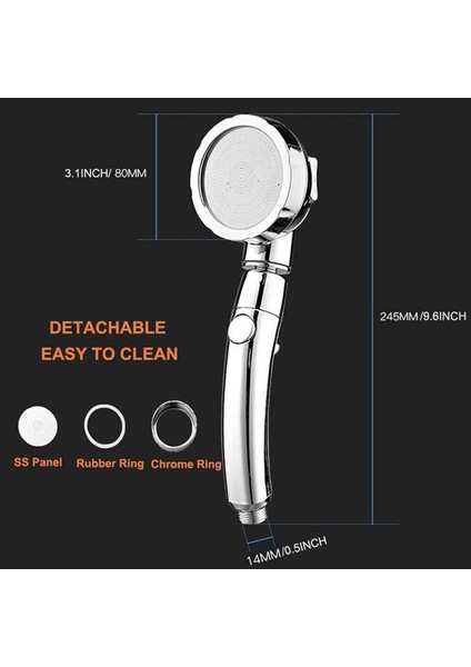 Fs-Yüksek Basınçlı Duş Başlığı, Açma/kapama Özellikli El Duş Başlığı Tam Kapatma Butonlu Açısı Ayarlanabilir Su Tasarruflu Spreyler (Yurt Dışından) indirimleri
