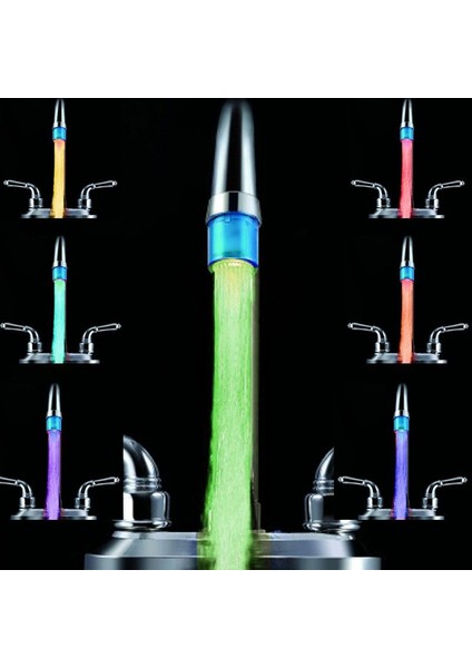 Su Akışı Tanıma 7 Renk Yanıp Sönen LED Işık Su Musluğu Musluk Işığı Veya LED Sıcaklık Kontrol Musluk Başlığı - Renkli Flaş (Yurt Dışından)