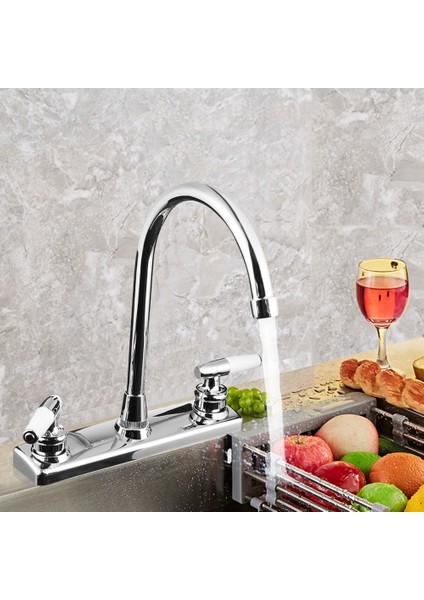 Yardımcı Aletler Çift Kulplu Mutfak Banyo Musluk Paslanmaz Çelik + Pp Lavabo Çift Delikli Sıcak/soğuk Su Tapwear (Yurt Dışından) fırsatları