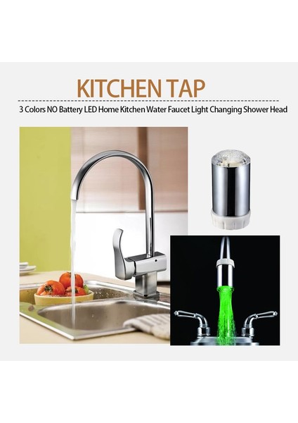 3 Renk Yok Pil LED Ev Mutfak Su Musluk Işık Değişen Duş Başlığı (Yurt Dışından) indirimleri