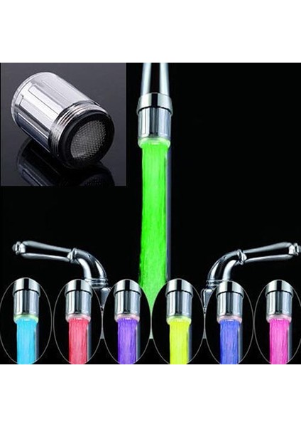 Sanwood® 7 Renk Rgb Renkli LED Işık Duş Musluğu Banyo Püskürtme Başlığı Su Musluğu (Yurt Dışından)