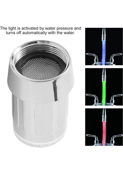 7 Renk LED Işık Su Glow Musluk Musluk ve Musluk Yön Değiştirme Vanası Adaptörü - Gümüş (Yurt Dışından) fiyatları