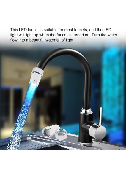 7 Renk LED Işık Su Glow Musluk Musluk ve Musluk Yön Değiştirme Vanası Adaptörü - Gümüş (Yurt Dışından) indirimleri