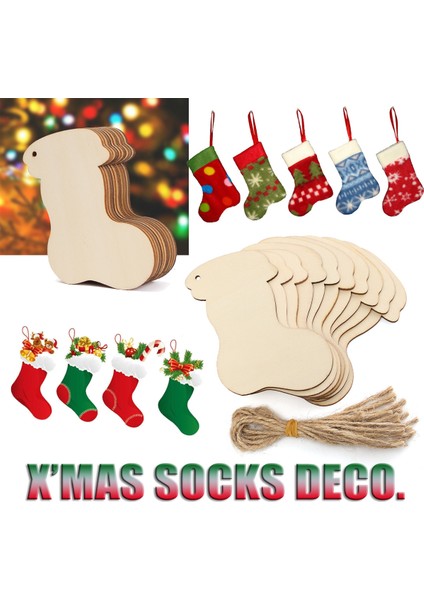 10 Adet Ahşap Mdf Noel Çorapları El Sanatları Şekilleri 3mm Hediye Etiketleri/süslemeler (Yurt Dışından) indirimleri