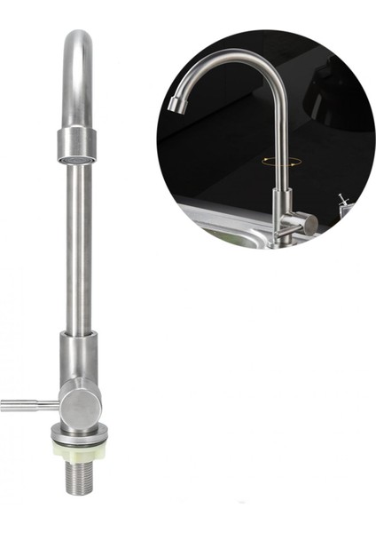 G1/2in Konu Paslanmaz Çelik Tek Soğuk Tek Delikli Lavabo Su Musluğu 360 Derece Döndürme Mutfak Musluk (Yurt Dışından) fiyatları