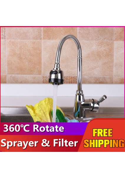 Yardımcı Aletler Mutfak Lavabo Sı Iki Yönlü Musluklar Musluk Filtresi 360 Derece Dönen Bakır Musluk Püskürtücü [] (Yurt Dışından)
