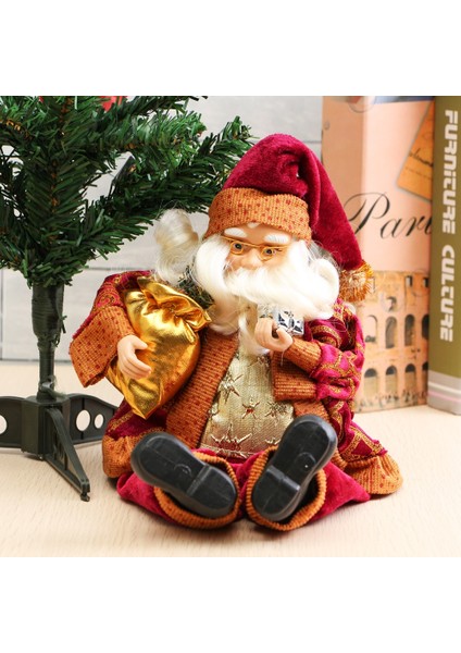 Noel Noel Oturan Noel Baba Bebek Heykelcik Oyuncak Ev Süs Dekor Hediye (Yurt Dışından)