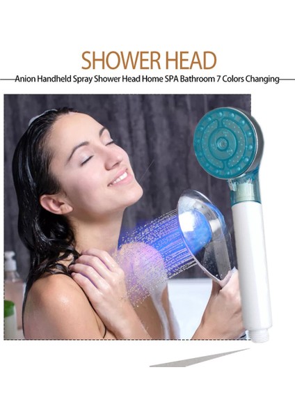 Ayarlanabilir Moda El Duş Başlığı Banyo 7 Renk Değiştirme - Gümüş (Yurt Dışından) indirimleri