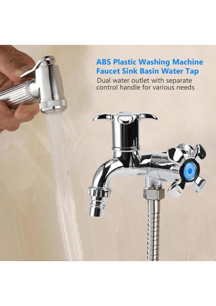 Abs Plastik Çamaşır Makinesi Musluk Lavabo Havzası Su Apliği, Çift Borulu ve Saplı G1/2 (Yurt Dışından) fiyatları