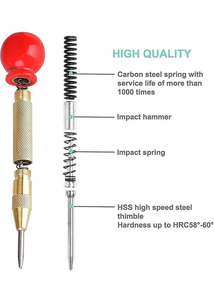 2 Paket Otomatik Matkap Merkezi Nch Yaylı Kırma El Aleti, Çelik Merkezi Delik Nch Marker Scriber (Yurt Dışından) modelleri