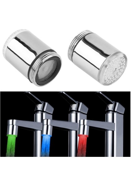 LED Işık Su Musluk Sıcaklık Sensörü Rgb Glow Duş Akışı Duş Başlığı Musluk (Yurt Dışından)