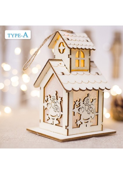 Noel Ahşap Ev Led'leri Noel Asmak Süs Dekor Hediyesi (Yurt Dışından)