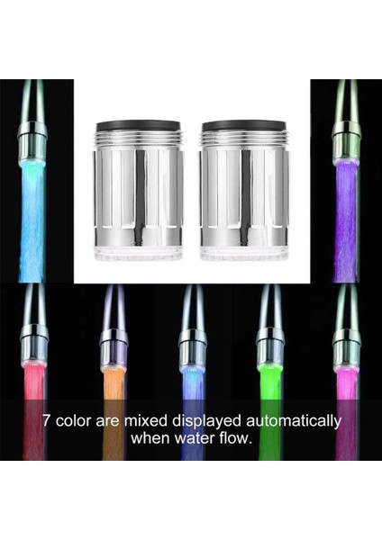 1 Çift Renkli LED Işık Su Glow Musluk Musluk Başlığı Paslanmaz Çelik (Yurt Dışından)