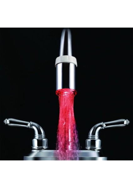 3 Renk Pil Yok LED Ev Mutfak Su Musluk Işık Değişen Duş Başlığı Gümüş ve Beyaz (Yurt Dışından) indirimleri