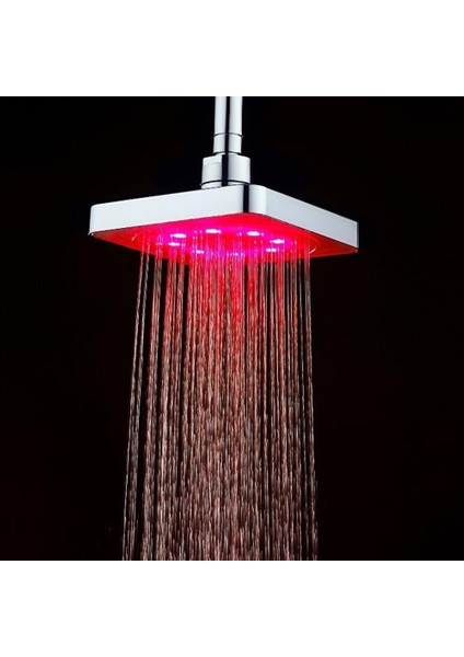 Günlük Araçlar 15 cm LED Işık Kare Yağmur Duş Başlığı Paslanmaz Çelik 3 Renk Değişen Banyo (Yurt Dışından) modelleri