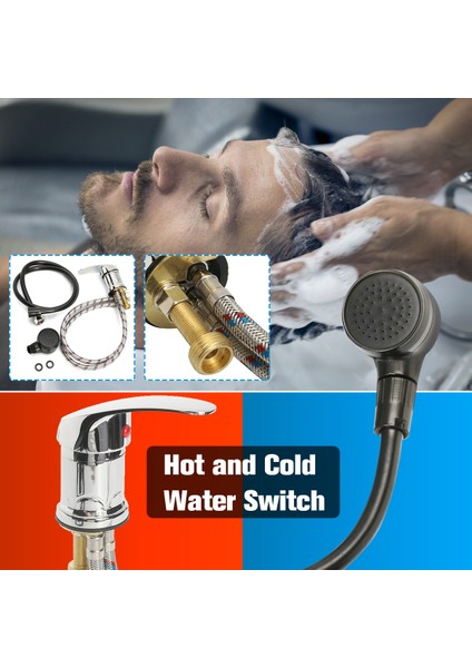 Yardımcı Aletler Sıcak Soğuk Musluk Püskürtme Hortumu Değiştirme Seti Alaşım Spa Güzellik Şampuanı Kase Lavabo Salon Ev Için (Yurt Dışından)