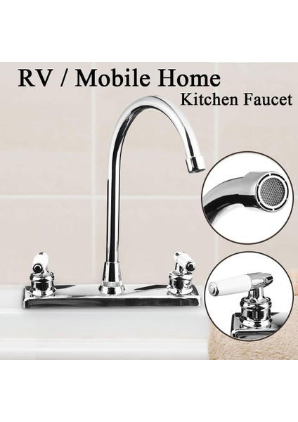 Rv / Mobil Ev Motorlu Taşıt Mutfak Lavabo Sı Çift Kulplu Mikser (Yurt Dışından)