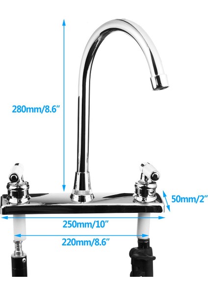 Rv / Mobil Ev Motorlu Taşıt Mutfak Lavabo Sı Çift Kulplu Mikser (Yurt Dışından) fırsatları