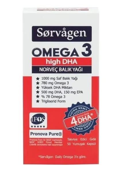 Omega 3 High Dha Norveç Balık Yağı 50 Kapsül