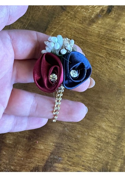5x3 cm Taşlı Çiçekli Broş Yaka Iğnesi Türban Iğnesi