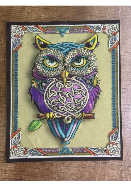 22X19 cm 3 Boyutlu Taş Işleme Otantik Etnik Baykuş Arma Yama Aplike