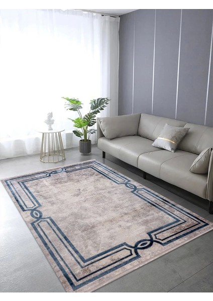 Emirgan T025B Gri Mavi Ince Modern Akrilik Salon Halısı fiyatları