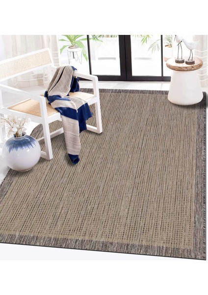 Halıca S-9509 Jüt Sisal Bej Kahve Dekoratif Halı
