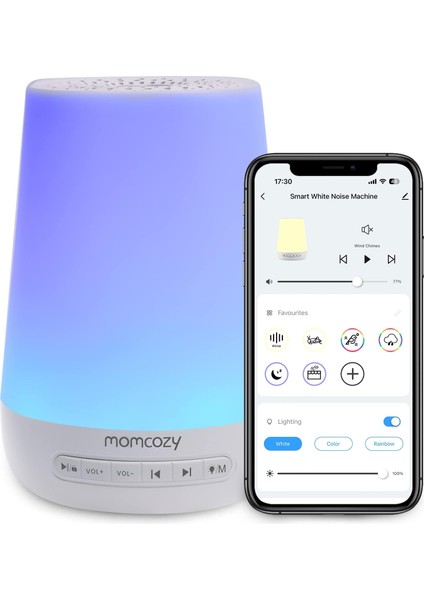 Gürültü Makinesi, 7 Renkli Gece Lambası ile Bebek Yetişkinler Için Ses Makinesi, Uyku Odası Için 34 Yatıştırıcı Ses Terapisi, Beyaz Gürültü App Kontrolü, Zamanlayıcı, USB Şarj Edilebilir
