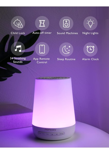 Gürültü Makinesi, 7 Renkli Gece Lambası ile Bebek Yetişkinler Için Ses Makinesi, Uyku Odası Için 34 Yatıştırıcı Ses Terapisi, Beyaz Gürültü App Kontrolü, Zamanlayıcı, USB Şarj Edilebilir fiyatları