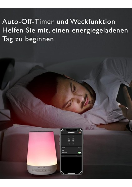 Gürültü Makinesi, 7 Renkli Gece Lambası ile Bebek Yetişkinler Için Ses Makinesi, Uyku Odası Için 34 Yatıştırıcı Ses Terapisi, Beyaz Gürültü App Kontrolü, Zamanlayıcı, USB Şarj Edilebilir modelleri