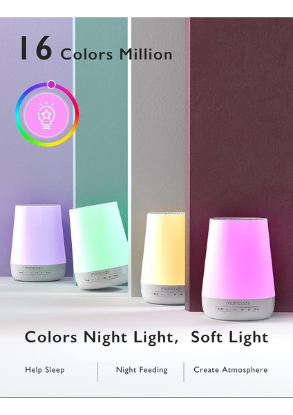 Gürültü Makinesi, 7 Renkli Gece Lambası ile Bebek Yetişkinler Için Ses Makinesi, Uyku Odası Için 34 Yatıştırıcı Ses Terapisi, Beyaz Gürültü App Kontrolü, Zamanlayıcı, USB Şarj Edilebilir fırsatları