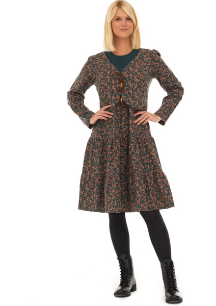 Pazen Yeşil Ceketli Sonbahar Kış Elbise fiyatları