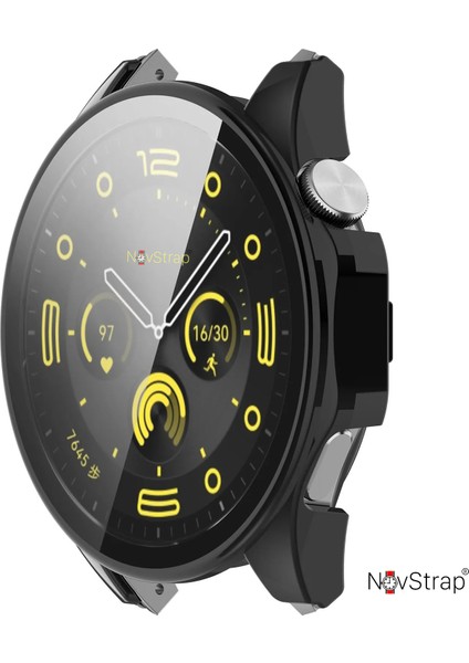 Novstrap Huawei Watch Gt4 46MM ile Uyumlu Ekran Koruyucu Cam ve Kasa Koruyucu Kılıf Sert Pc