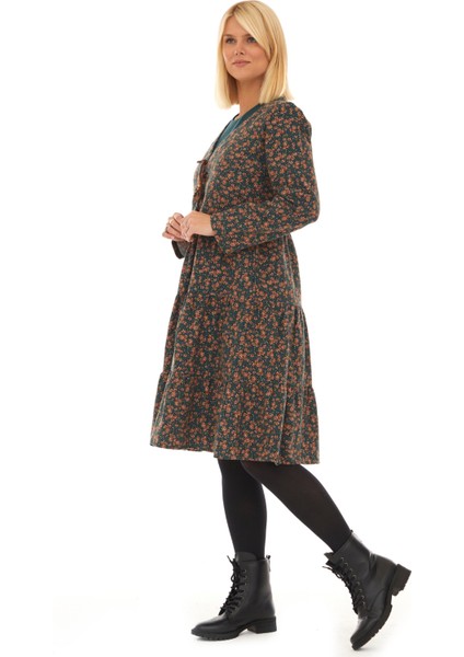 Pazen Yeşil Ceketli Sonbahar Kış Elbise modelleri