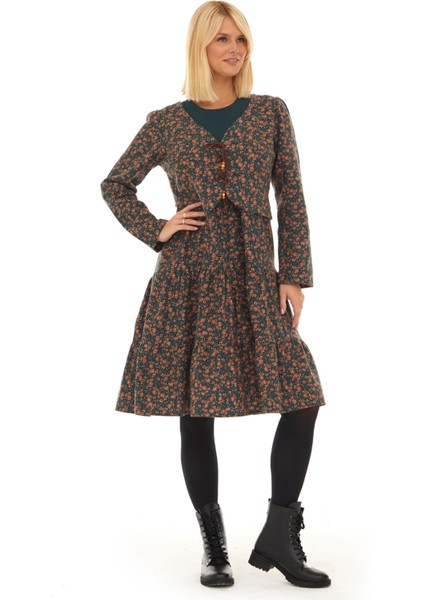 Pazen Yeşil Ceketli Sonbahar Kış Elbise fırsatları