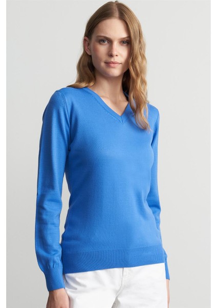 Çetinkaya Miyamira V Yaka Triko Koyu Mavi